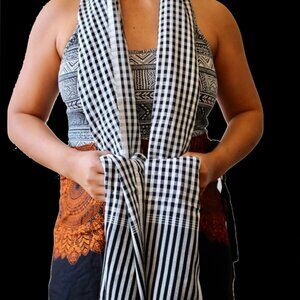 Kroma / Krama Cambodian Scarf handmade cotton 72'' x 25''